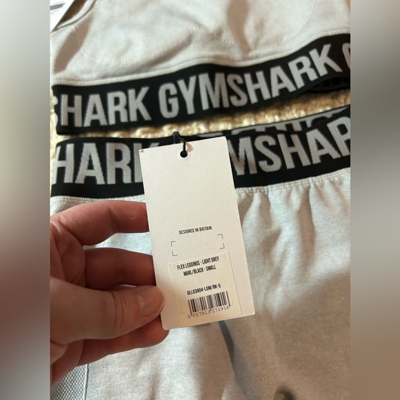 GYMSHARK Sports Bra top flex high rise leggings light grey marl black active set - Picture 8 of 10